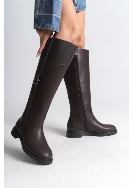 Tokalı Binici Fermuarlı Kadın Çizme