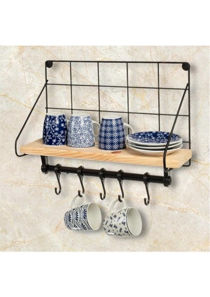 Metal Askılıklı Kahve Köşesi Rafı
