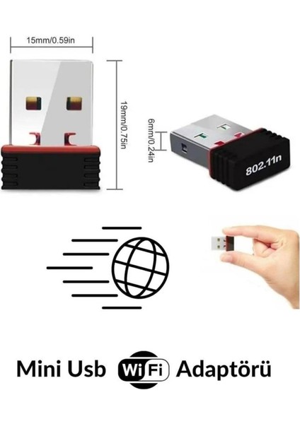 USB Wifi Adaptörü Kablosuz Wifi Internet Alıcı Ağ Kartı Masaüstü Bilgisayar Pc 300 Mbps 802.11N RTL8188FTV Wifi Dongle Kablosuz Internet Alıcı