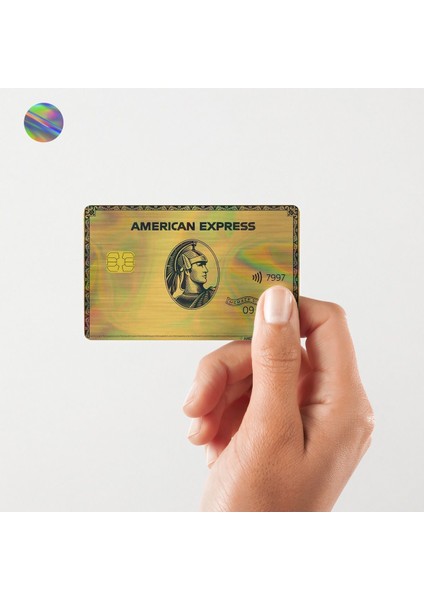 American Express Gerçek Gold V2 Kart Kaplama Sticker Kart Etiketi (Hologramlı)