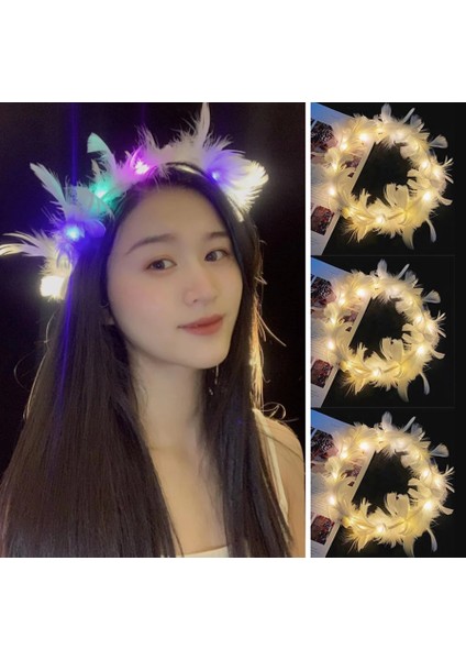 LED Işıklı Rgb 3 Fonksiyonlu Otrişli Parti Tacı Renkli