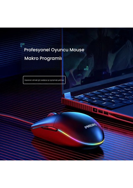 SPK9304 USB Kablolu 6400DPI 6 Tuşlu RGB Aydınlatmalı Optik Mouse Siyah (Philips Türkiye Garantili) modelleri