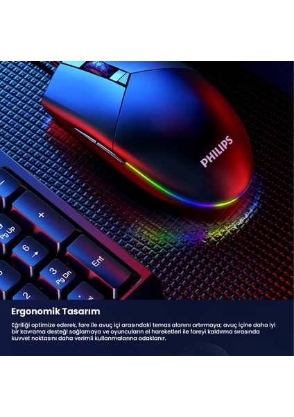 SPK9304 USB Kablolu 6400DPI 6 Tuşlu RGB Aydınlatmalı Optik Mouse Siyah (Philips Türkiye Garantili) indirimleri