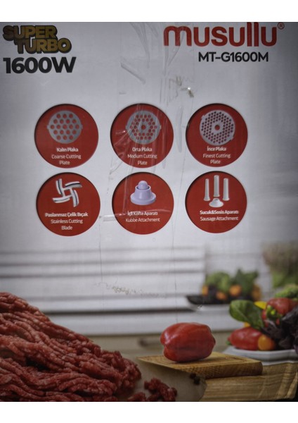 Musullu MT-G1600M Et Kıyma Makinesi 1600 Watt fiyatları