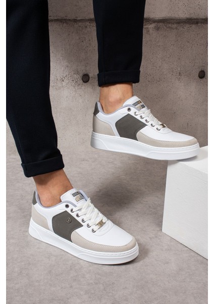 909 Beyaz Renk Bağcıklı Krem Detay Beyaz Taban Rahat Günlük Erkek Spor Ayakkabı Lescarmine fiyatları