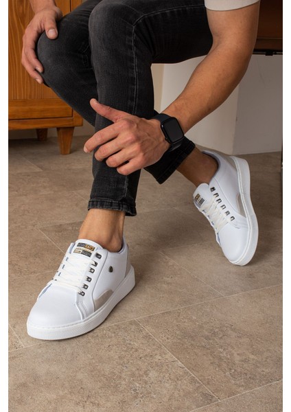 905 Beyaz Renk Bağcıklı Krem Detay Beyaz Taban Rahat Günlük Erkek Spor Ayakkabı Lescarmine fiyatları