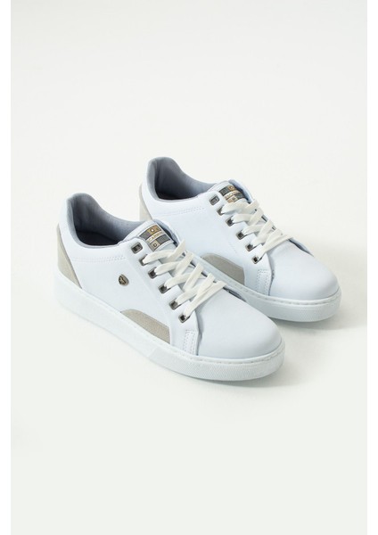 905 Beyaz Renk Bağcıklı Krem Detay Beyaz Taban Rahat Günlük Erkek Spor Ayakkabı Lescarmine fırsatları