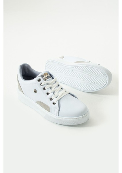 905 Beyaz Renk Bağcıklı Krem Detay Beyaz Taban Rahat Günlük Erkek Spor Ayakkabı Lescarmine indirimleri