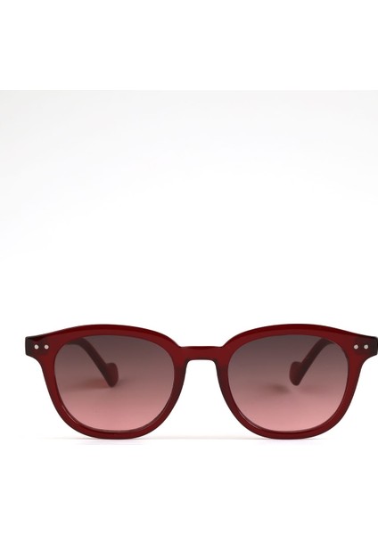 Hayal C7-48 Unisex Güneş Gözlüğü Şeffaf Bordo Çerçeve Bordo Degrade Cam