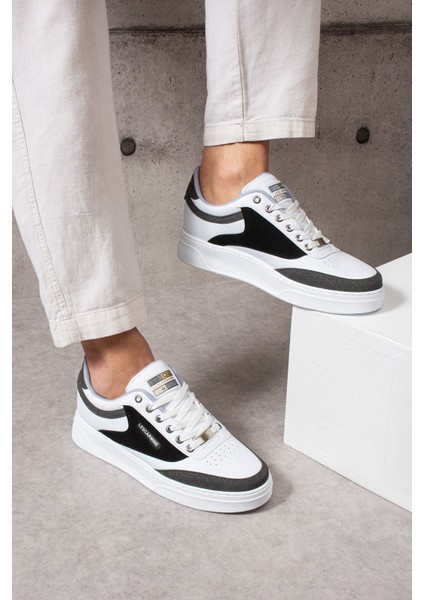 907 Beyaz Renk Bağcıklı Erkek Spor Ayakkabı Kauçuk Taban Suni Deri Malzeme fırsatları