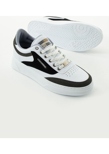 907 Beyaz Renk Bağcıklı Erkek Spor Ayakkabı Kauçuk Taban Suni Deri Malzeme