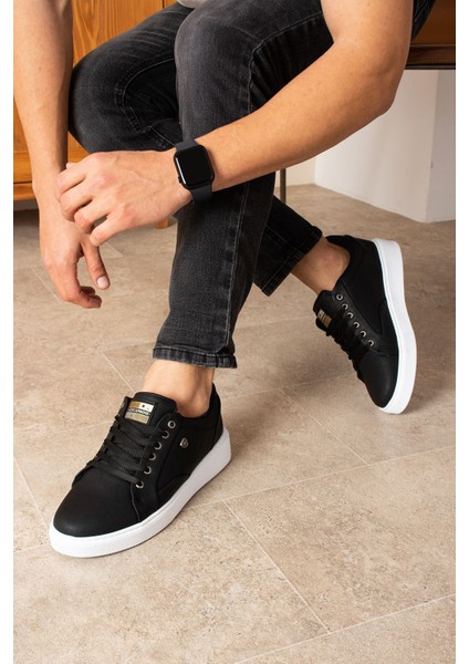 905 Siyah Renk Bağcıklı Beyaz Taban Rahat Günlük Erkek Spor Ayakkabı Lescarmine fiyatları