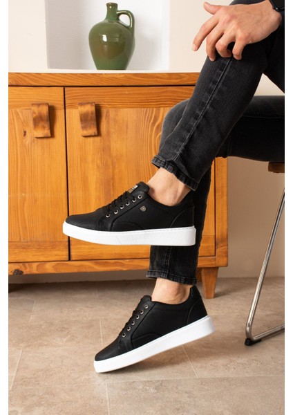 905 Siyah Renk Bağcıklı Beyaz Taban Rahat Günlük Erkek Spor Ayakkabı Lescarmine modelleri