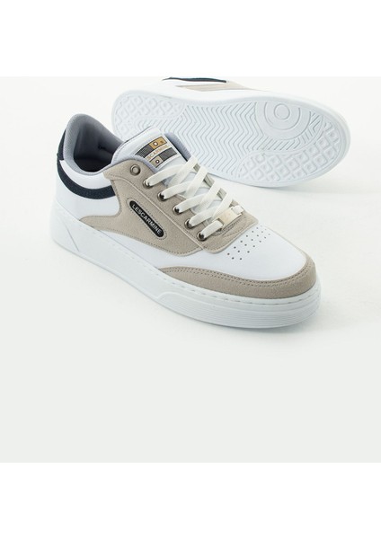 907 Beyaz Renk Bağcıklı Krem Detay Beyaz Taban Rahat Erkek Spor Ayakkabı Lescarmine