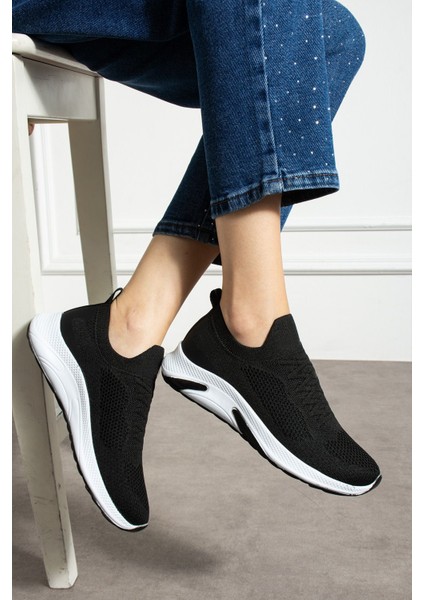 041 Bağcık Baskılı Rahat Taban Siyah Beyaz Unisex Günlük Spor Ayakkabı Lescarmine modelleri