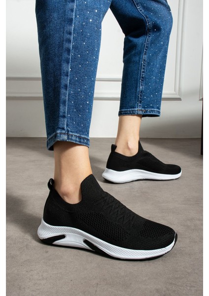 041 Bağcık Baskılı Rahat Taban Siyah Beyaz Unisex Günlük Spor Ayakkabı Lescarmine fırsatları
