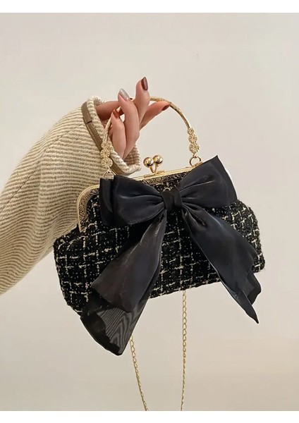 Fransız Moda Vintage Kurdele Tasarım Zincir Askılı Casual Omuz Çantası Trendy Bulut Çantası