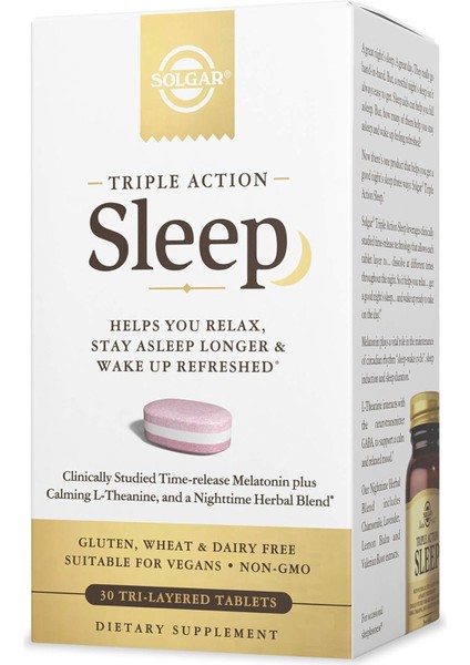 Solgar Sleep Triple Action L-Theanine + Valerian Root Melissa Extract 30 Tablet