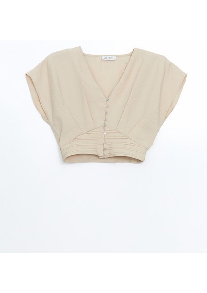 Yeni Sezon V Yaka Crop Kadin Bluz - S5I317Z8 indirimleri