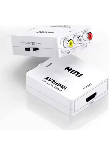 Av To HDMI 1080P, Rca To Hdtv Video Converter Top Box Adapter For Gaming Console & Tv Monitoring Audio & Video Çevirici Dönüştürücü Adaptör