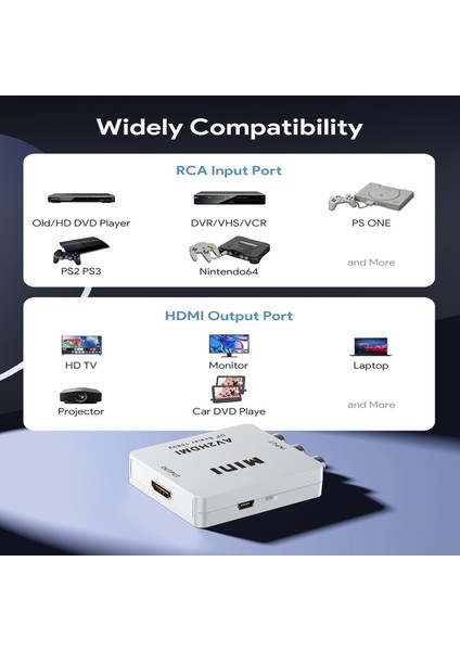 Av To HDMI 1080P, Rca To Hdtv Video Converter Top Box Adapter For Gaming Console & Tv Monitoring Audio & Video Çevirici Dönüştürücü Adaptör fiyatları