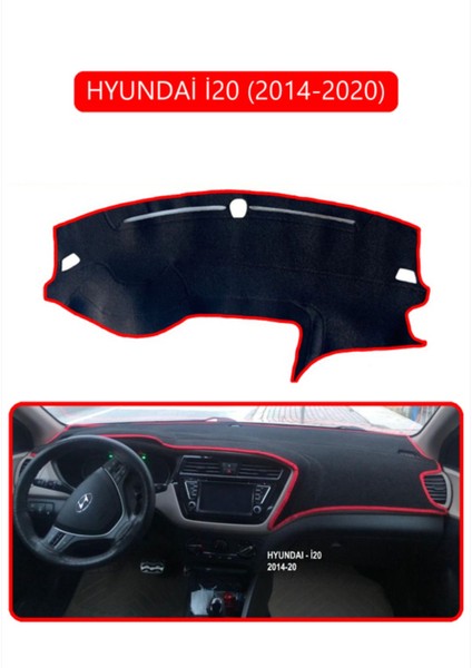 Hyundai I20 2014-2020 Torpido Koruma Halısı - Kırmızı Kenar