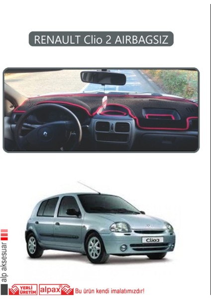 Renault Clio 2 Aırbagsız Torpido Koruma Halısı - Gri Kenar
