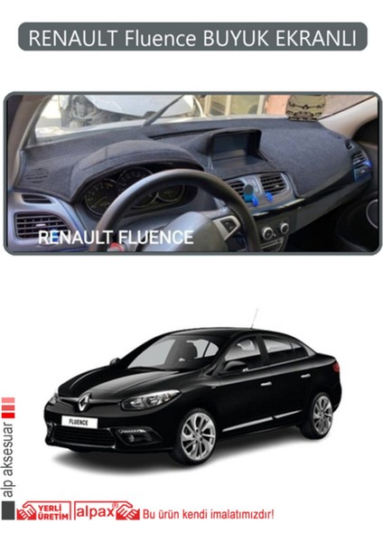 Renault Fluence Buyuk Ekranlı Torpido Koruma Halısı - Gri Kenar