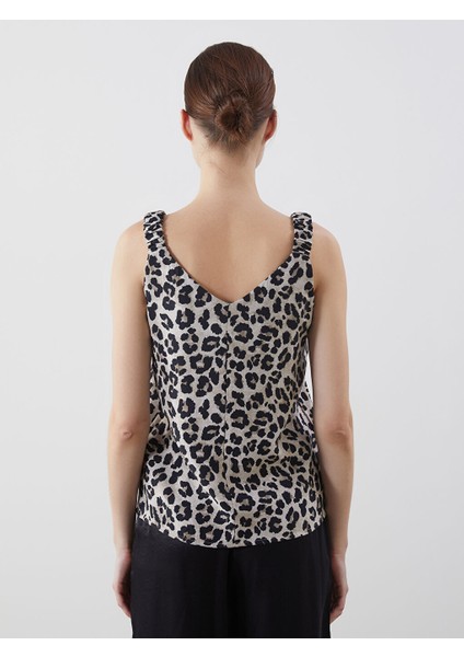 Yeni Sezon V Yaka Leopar Desenli Kadin Bluz - S5K008Z8 fırsatları