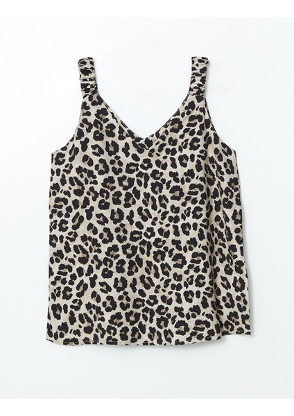 Yeni Sezon V Yaka Leopar Desenli Kadin Bluz - S5K008Z8 indirimleri