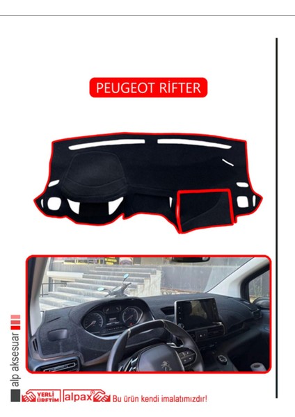 Peugeot Rifter Torpido Koruma Halısı - Kırmızı Kenar