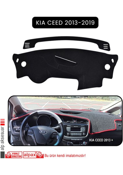 Kia Ceed 2013-2019 Torpido Koruma Halısı - Siyah Kenar