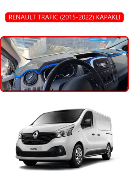 Renault Trafıc (2015-2022) Kapaklı Torpido Koruma Halısı - Kırmızı Kenar