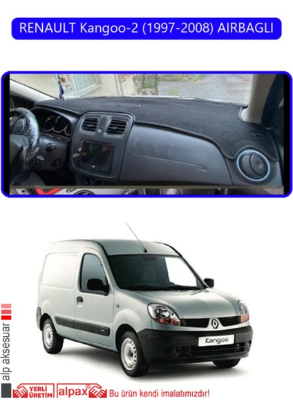 Renault Kangoo-2 (1997-2008) Aırbaglı Torpido Koruma Halısı - Mavi Kenar