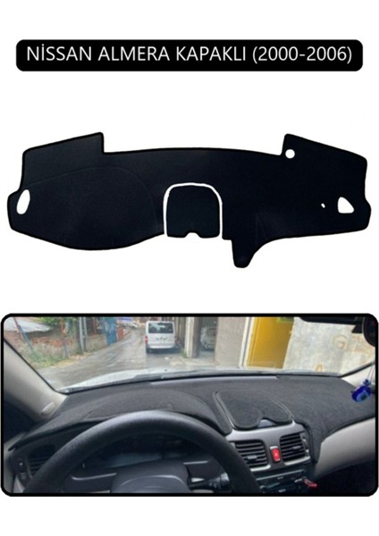 Nissan Almera Kapaklı 2000-2006 Torpido Koruma Halısı - Siyah Kenar