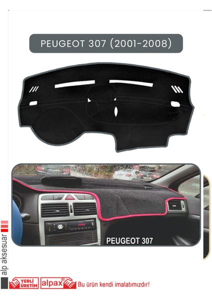 Peugeot 307 (2001-2008) Torpido Koruma Halısı - Gri Kenar