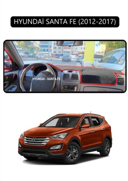 Hyundai Santa Fe 2012-2017 Torpido Koruma Halısı - Siyah Kenar