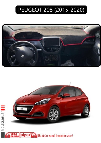 Peugeot 208 (2015-2020) Torpido Koruma Halısı - Siyah Kenar