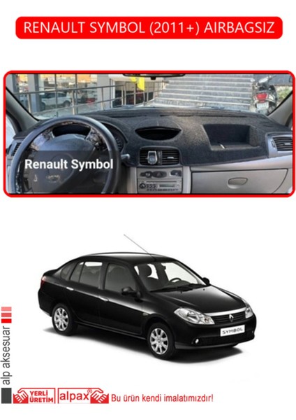 Renault Symbol 2011+ Aırbagsız Torpido Koruma Halısı - Kırmızı Kenar