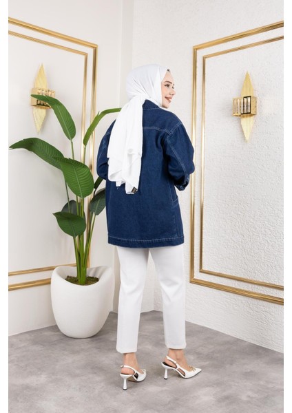 Kadın Denim Kot Ceket Cep Detaylı Dokuma Kumaş ile Günlük Kullanıma Uygun indirimleri