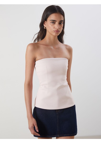 Yeni Sezon Straplez Yaka Peplum Bluz - S5PA96Z8