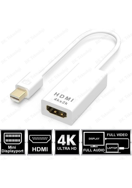 Mini Displayport (Mini Dp) To HDMI Converter 4K Hd Video Adapter For MacBook Laptop iMac Hdtv Projector Plug & Play High-Resolution Çevirici