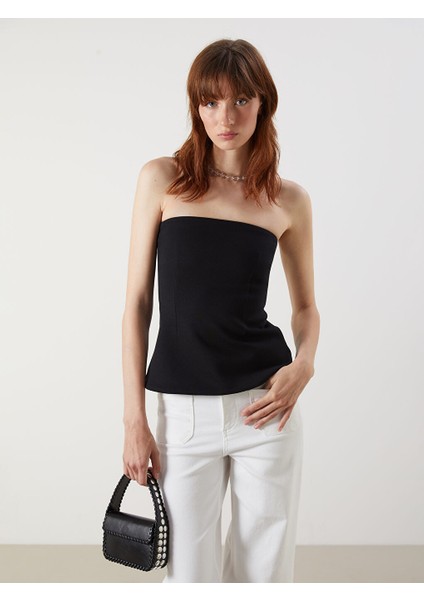 Yeni Sezon Straplez Yaka Peplum Bluz - S5PA96Z8