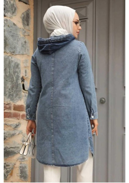 Kadın Kapüşonlu Kot Ceket Cepli Normal Yaka Dokuma Kumaş Günlük Kullanım modelleri