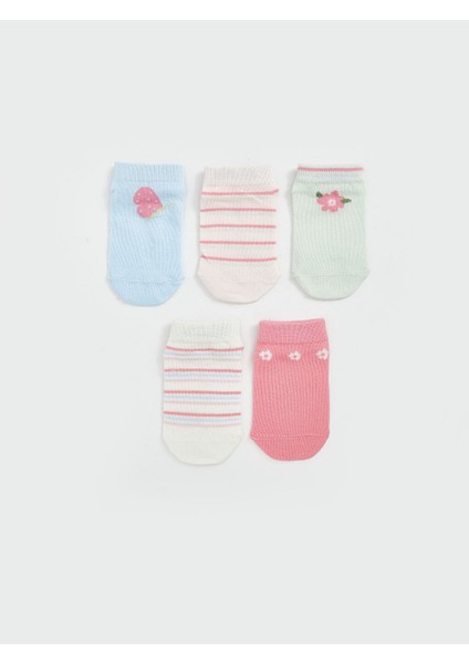 Yeni Sezon Cicekli Kiz Bebek Patik Corap 5'li - S5BP76Z1