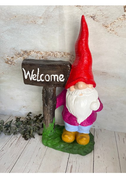 Welcome Yazılı Bahçe Cücesi Biblo,bahçe Dekorasyon Ürünü fiyatları
