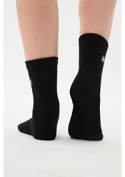 Spor Soket Çorap Nakışlı Siyah modelleri