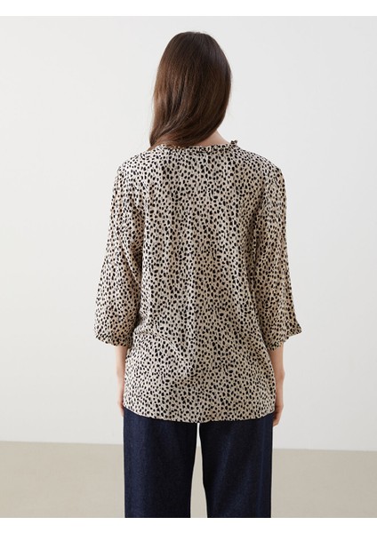 Yeni Sezon Kacik Yaka Leopar Desenli Kadin Bluz - S5IU05Z8 fırsatları