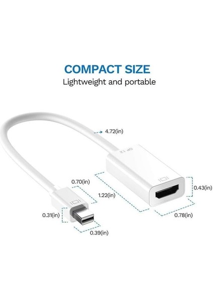 Mini Displayport To HDMI Benfei Mini Dp(Thunderbolt) To HDMI Converter Gold-Plated Cord Compatible For MacBook Pro MacBook Air Mac Uyumlu Çevirici Kablo