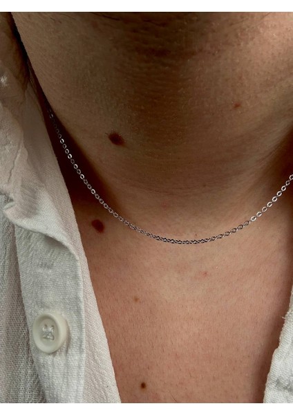 Erkek Silver Zincir Paslanmaz Çelik Kolye Kadın Renk Atmaz Unısex Kararmaz Sağlam